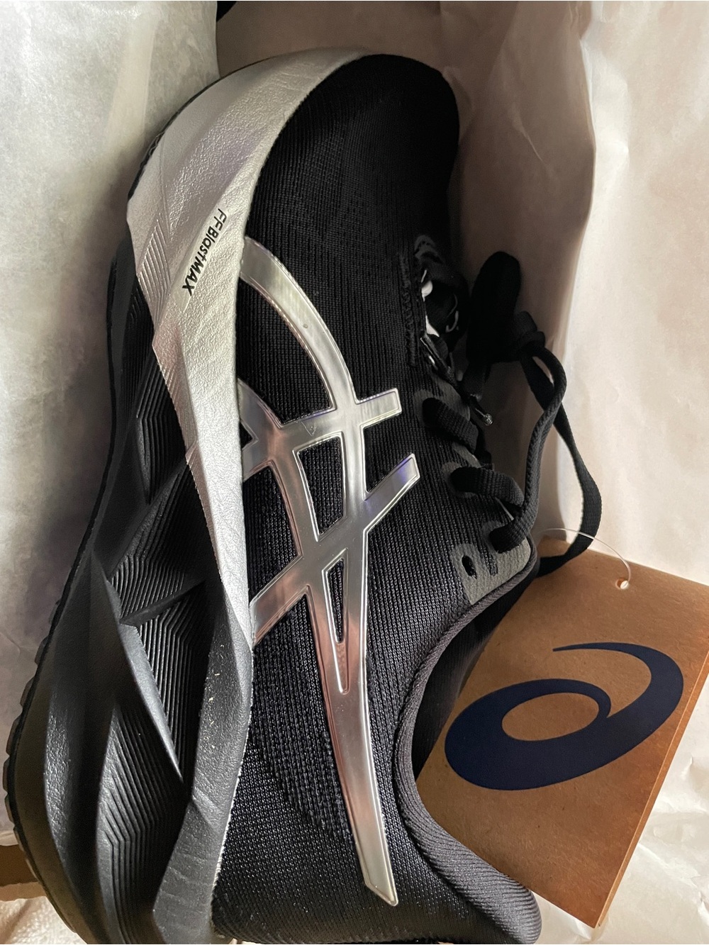Asics Women’s Black Running Sneakers with Silver Logo